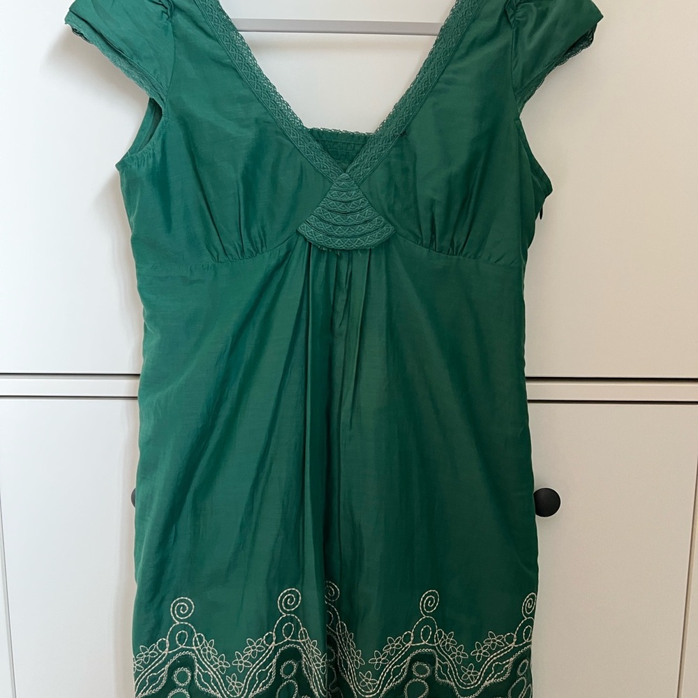 MM Couture Forest Green Dress with Lace Detail